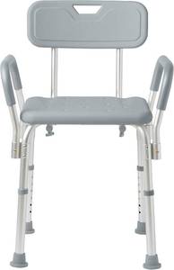 Medline Shower Chair with Arms and Back, 16-21 in Seat Height, 13.5 in Seat, 350-lb Capacity