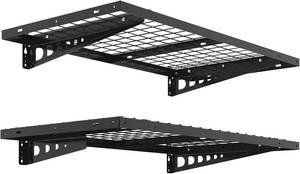 FLEXIMOUNTS 2 Pack 2x4ft Garage Storage Bike Wall Shelving Rack, 24x48 in, 660lbs, Black