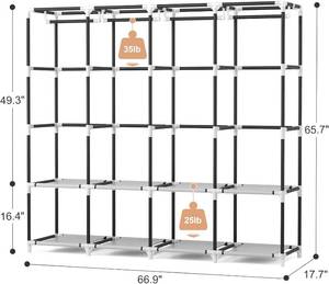 VTRIN Portable Closet 67-Inch Wide, Freestanding Wardrobe with Cover, 4 Shelves & 4 Rods, Black