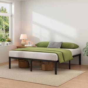 JETO Metal Bed Frame King Size with Storage, Heavy Duty Mattress Base, Black, 14 Inch