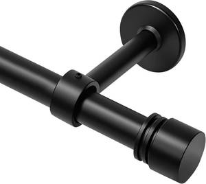 Heavy-Duty Curtain Rods 45-90 Inches, Adjustable - 1  Brackets, Black
