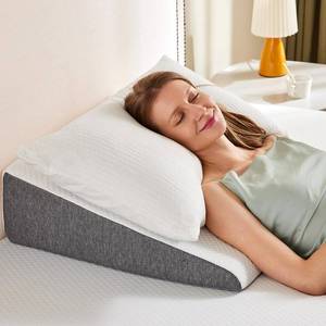 Sweetcrispy 7.5-Inch Wedge Pillow for Sleep Apnea, Neck Pain, Post Surgery, White & Grey
