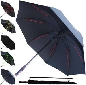 60MPH Big Golf Umbrella - Windproof XL Heavy Duty, Auto Open, Fiberglass Frame, Black