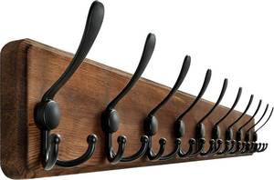 WEBI Coat Rack Wall Mount, 38 916 Long, 10 Hooks, Farmhouse Wood Hook Rail, Brown