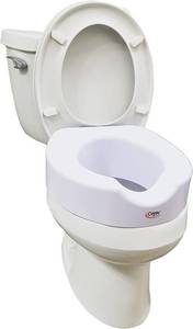 Carex Toilet Seat Riser with Quick-Lock, 4 Height, Fits Round & Elongated Toilets, 300 lb