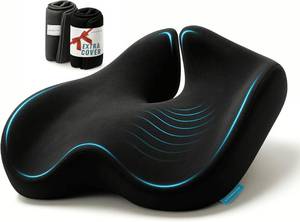 SitCushion Memory Foam Seat Cushion for Office Chairs, Tailbone & Sciatica Relief (Black)
