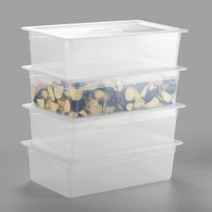 CURTA 4-Pack 6 Deep Food Pan with Handle Lid, NSF Polypropylene, Stackable Freezer-Safe