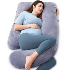 Momcozy U-Shaped Pregnancy Pillow with Removable Cover, 57-Inch Full Body Maternity Pillow, Grey