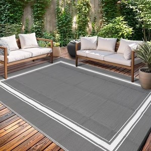 Garvee 8x10 Waterproof Outdoor Rug, Reversible Patio Rug, IndoorOutdoor Carpet, Gray White