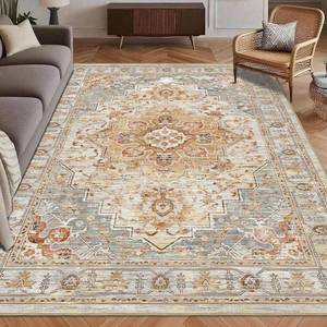 Washable 8 x 10 Persian Rug - Foldable, Non-Slip, Machine Washable, Dove GrayCoral