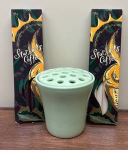 LLSR - Starbucks Candles & Lovely Floral Frog Vase