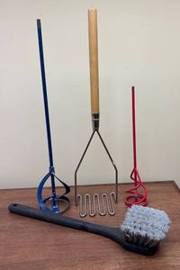 TR - Two Paint Mixing Paddles, DrywallPaint Steel Mud Mixer and Wire Brush
