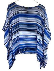 LLSR - Chicos Travelers Blue Striped Top Size 2