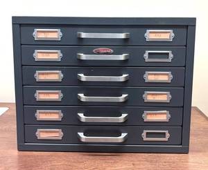 LL - Vintage Newmade 6-Drawer Industrial Organizer Cabinet