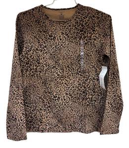 LLSR - New Jones New York Sport Petite Large Leopard Print Shirt