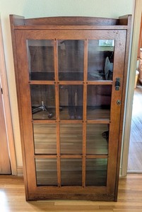 ML - Vintage Mission Style Wood & Glass Display Cabinet