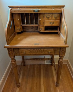 ML - Petite Eaglecraft Oak Roll Top Secretary