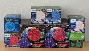 ML - Philips, Starlight Sphere & Ge Christmas Lights Mixed Lot (Lot of 8)