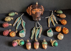 ML - Glass Christmas Ornament Mixed Lot With Dog Ornament
