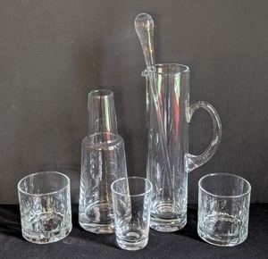 ML - Clear Glass Pitcher, Decanter & Old Fashioned Glasses Set (5 Pieces)