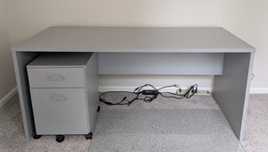 G - Grey Office Desk & File Cabinet Mixed Lot