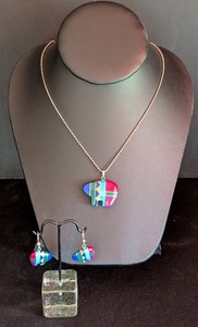 ML - Sterling Silver Multi-Stone Bear Pendant & Earrings Set