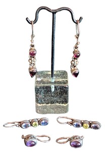ML - Sterling Silver Stone Earrings (Lot of 3 Pairs)
