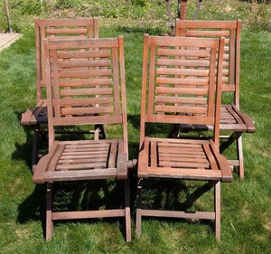 BY - Outdoor Interiors Wood Folding Chairs (Lot of 4)
