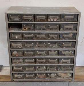 G - Metal Parts Organizer Cabinet With Assorted Nuts & Bolts