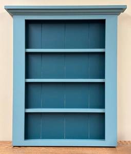 LLSR - Blue Wooden Wall-Mounted Display Cabinet With Bead Board Backing