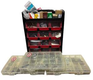 LLSR - Wall-Mount Hardware Organizer With Assorted Fasteners Mixed Lot