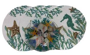 LLSR - Seashell Fused Glass Bowl & 4 New Placemats Mixed Lot