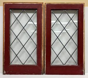 LLSR - Vintage Decorative Painted Windows (Lot of 2)