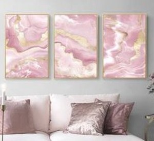 Pink Marble Canvas Wall Art 3-Piece Set $99.99 Retail - Brand New