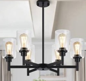 Black 6-Light Farmhouse Chandelier $79.99 Retail - Brand New