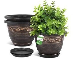Plastic Plant Flower Planters 16 Inch 3 Pack With Saucer $34.99 Retail - Brand New