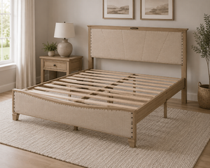 Tan Color -  Twin Size Bed Frame