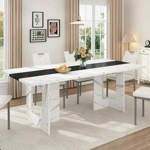 70.9 Large Kitchen Dining Room Table for 6-8 People, Rectangular Wooden Kitchen Table