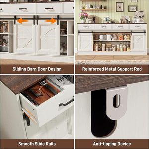 70 Large Farmhouse TV Stand for 85807570 Inch TVs w4 Drawers,Rustic Tall Media Console wSliding Barn Door, Adjustable Shelves,Tall Entertainment Center for Living Room