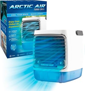 New In Box --- Ontel Arctic Air Turbo Chill Evaporative Cooler with HydroChill Technology, 4-Speed Portable Air Cooler Fan, Up To 8 Hr Per Fill, 7-Color LED, Simple & Whisper Quiet Operation, for Home or Office Use