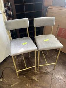 Pair of Gold and Gray Bar Stools - sit 25 inches high