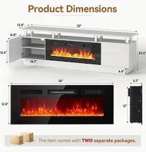 High-gloss white entertainment center Fire Place SOLD SEPERATLY