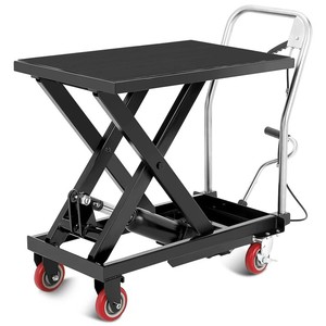 Garvee Single Scissor Lift Table, 330lbs Capacity 28.5 Lifting Height, Hydraulic Lift Table Cart with Locking Wheels and Non-Slip Pad, Hydraulic Scissor Cart for Material Handling and Transportation