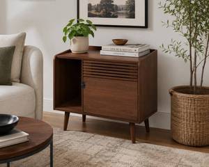 Cat Litter Box Enclosure Furniture, Mid Century Walnut Hidden Litter Cabinet with Scratch Pad, Flip-Down Opening Cat Kitty House & Washroom End Table for Living Room, Bedroom and Entryway