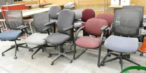 Group of 11 shop chairs