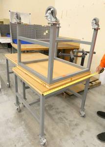 Two Work tables on wheels 31x34 and 30x30