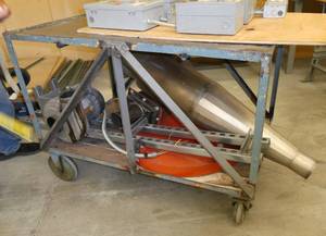 Steel shop cart with contents (electrical switches on top not included)