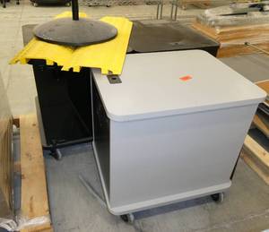 Three rolling cabinets 27x23x28, fan, 2 cable mgmt troughs