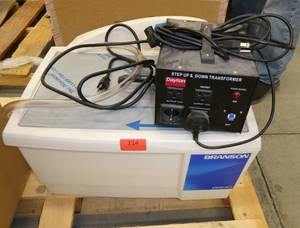 Bransonic 8800 Ultrasonic bath and a Dayton Step UpDown transformer