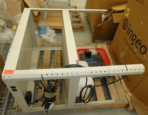 Metal Shipping receiving desk with electrical plugs